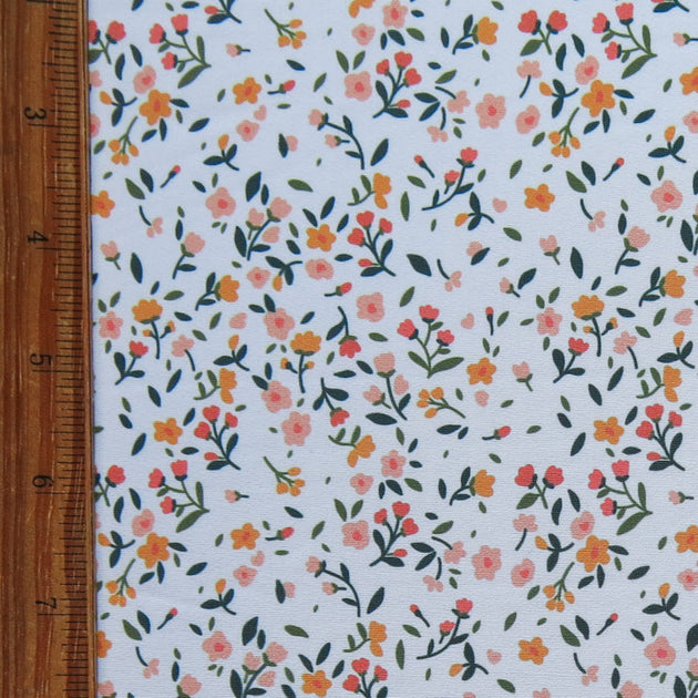 Dainty Floral on White Poly Spandex Swimsuit Fabric – The Fabric Fairy