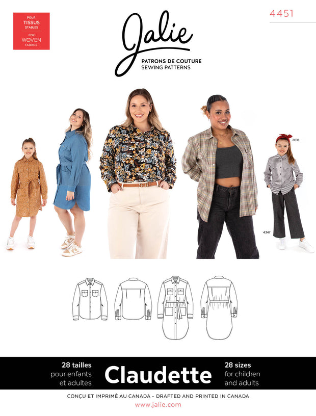 Claudette Shirt and Shirtdress Sewing Pattern by Jalie