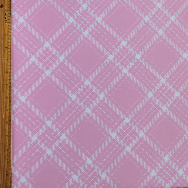 Pink Picnic Check Poly Spandex Swimsuit Fabric