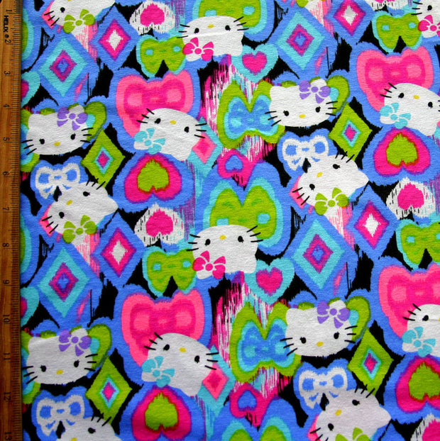 Our Favorite Kitty Diamonds and Stars Cotton Knit Fabric - 29" Remnant