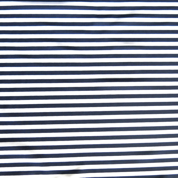 Navy and White 1/4 inch Stripe Nylon Spandex Swimsuit Fabric - 24" Remnant