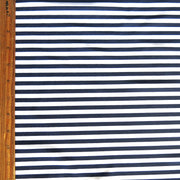 Navy and White 1/4 inch Stripe Nylon Spandex Swimsuit Fabric - 24" Remnant