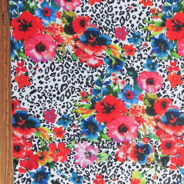 Bright Floral on Leopard Poly Spandex Swimsuit Fabric – The Fabric Fairy