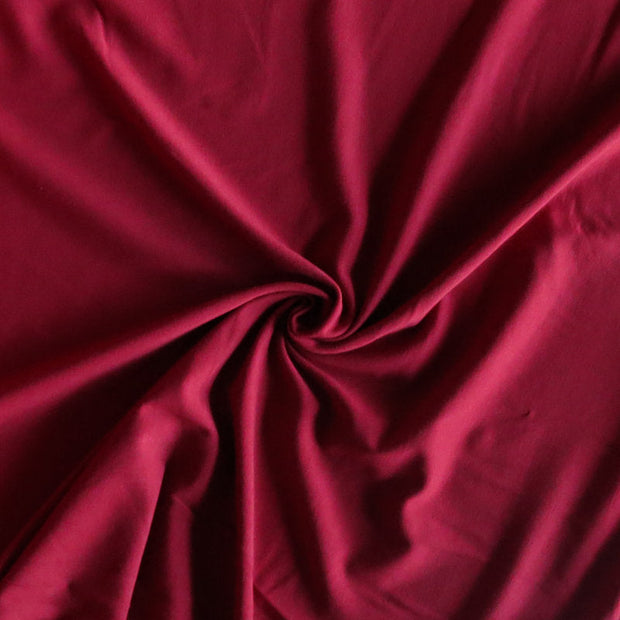 Dark Red Bamboo Organic Cotton Spandex Jersey Knit Fabric - 18" Remnant