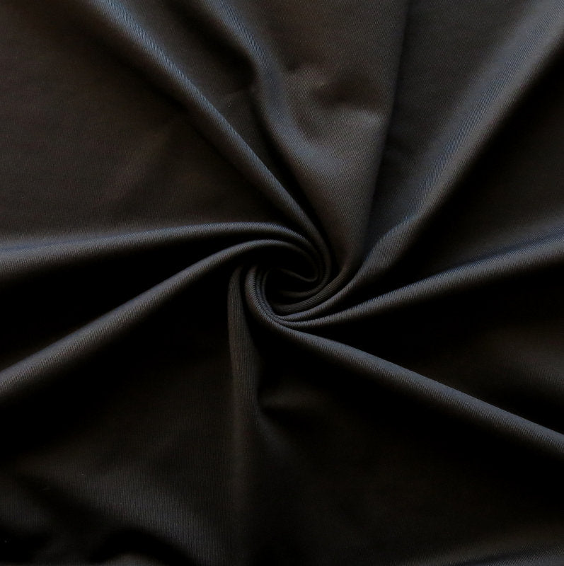 Solid Black 4 Way Stretch 10 oz Cotton Lycra Jersey Knit Fabric