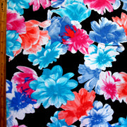 Bright Flowers on Black Nylon Lycra Swimsuit Fabric