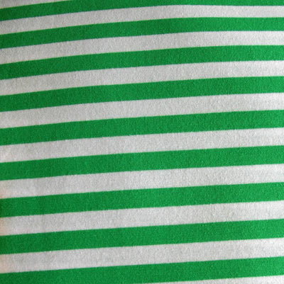 Peppermint Green and White 3/8" wide Stripe Cotton Lycra Knit Fabric - 24" Remnant