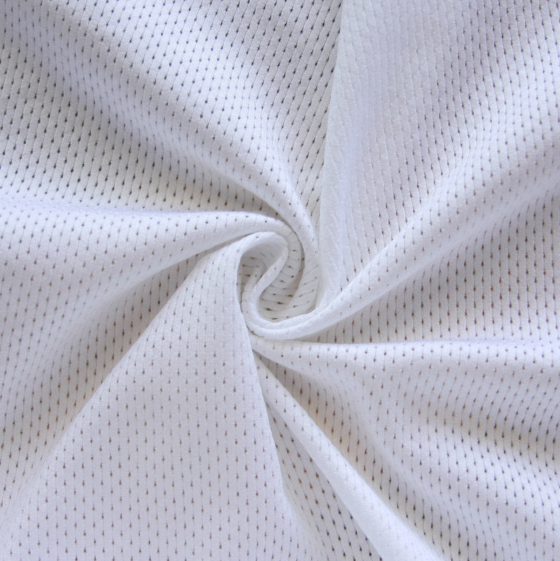 White Dri Fit Looped Back Nylon Lycra Mesh Fabric